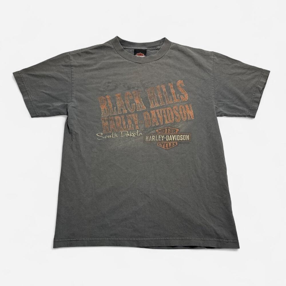 Harley Davidson Black Hills South Dakota Distressed Graphic T Shirt Men’s M Gray
